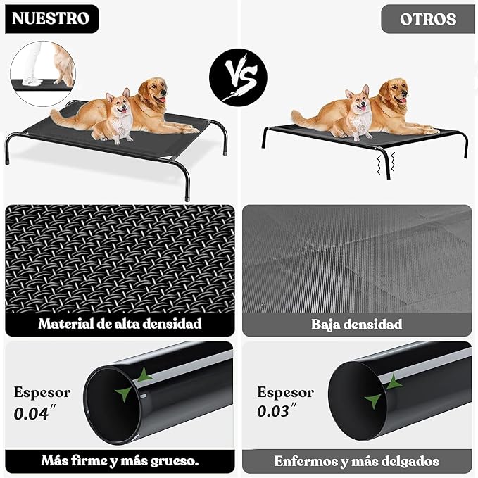 Wodoso Cama Elevada para Perro,Cama para Perro,con Malla Lavable y Transpirable, Pies de Goma Antideslizantes,