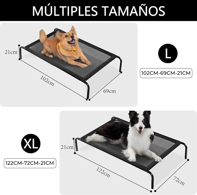 Wodoso Cama Elevada para Perro,Cama para Perro,con Malla Lavable y Transpirable, Pies de Goma Antideslizantes,