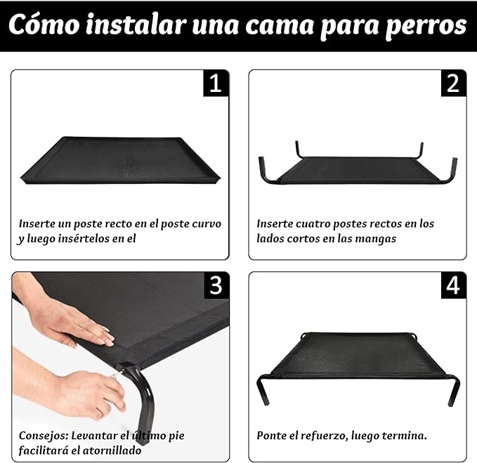 Wodoso Cama Elevada para Perro,Cama para Perro,con Malla Lavable y Transpirable, Pies de Goma Antideslizantes,