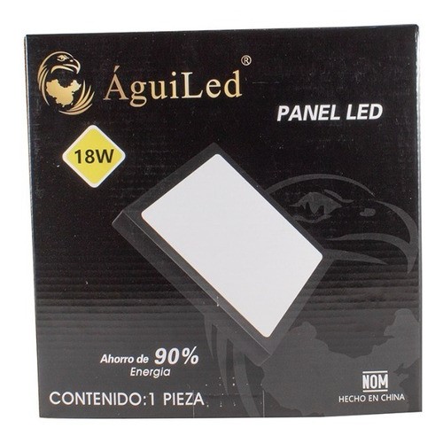 "Lampara Led Sobreponer Negro Cuadrado 18w Luz Blanca Fria "