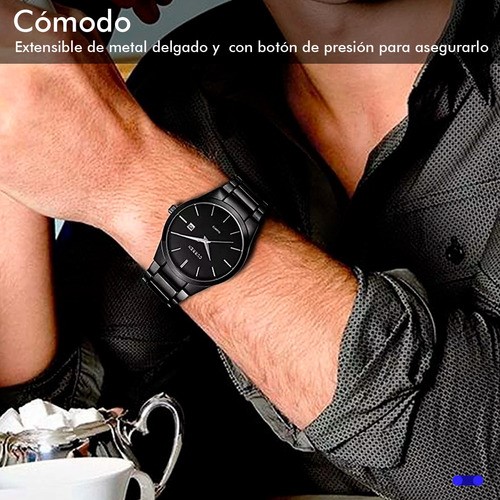 "Reloj Curren Hombre Análogo Fechador Cuarzo Acero Ejecutivo Color de la correa Negro ".