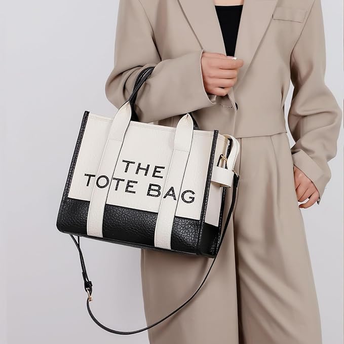 A The Tote Bag de piel grande para mujer, Bolsas Totes con cierre, bolsa tote bag mujer, bolsa cruzada de PU para viajes, oficina.