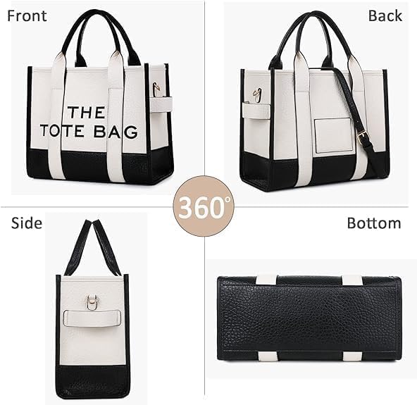A The Tote Bag de piel grande para mujer, Bolsas Totes con cierre, bolsa tote bag mujer, bolsa cruzada de PU para viajes, oficina.