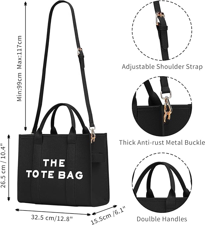 A The Tote Bag de piel grande para mujer, Bolsas Totes con cierre, bolsa tote bag mujer, bolsa cruzada de PU para viajes, oficina.