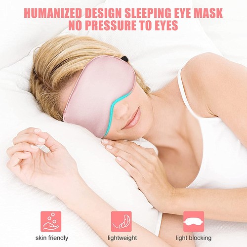 "Máscara De Ojos Para Dormir De Seda Natural Antifaz De Sueño Rosa "