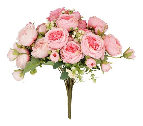 "Flores Peonias Artificiales Ramo Novia Boda Centro Mesa Rosa ".
