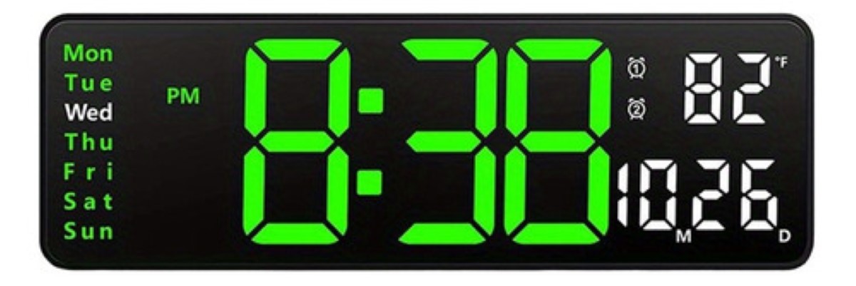 "Reloj De Pared Digital Con Termómetro, Alarmas Y Calendario "