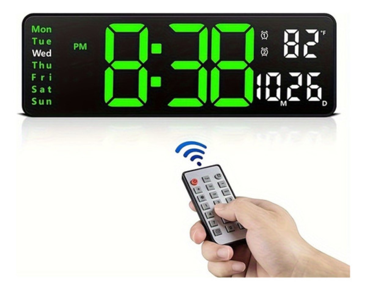 "Reloj De Pared Digital Con Termómetro, Alarmas Y Calendario "