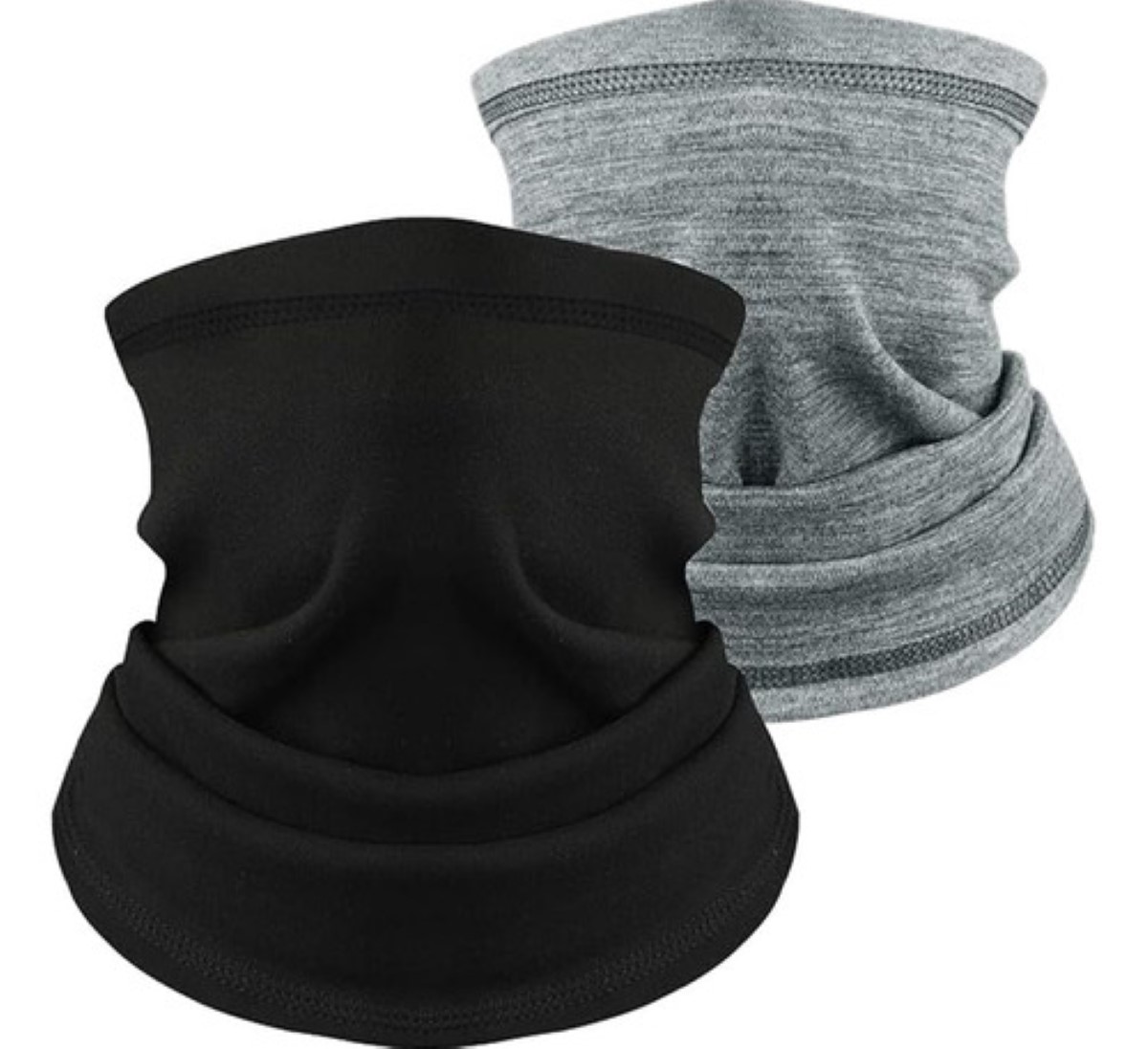 2 Pz Bufandas Tejido Unisex Calentador De Cuello negro y gris