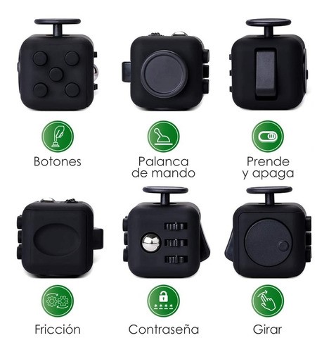 "Cubo Anti Estrés. Ayuda A Calmar La Ansiedad Y El Estrés Negro total  "