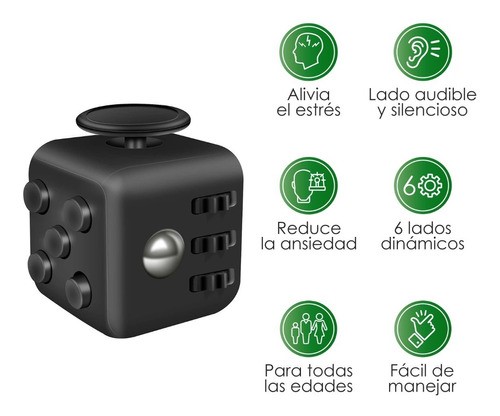 "Cubo Anti Estrés. Ayuda A Calmar La Ansiedad Y El Estrés Negro total  "