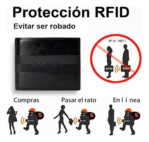 Cartera Para Hombre Billetera Con Gran Capacidad Rfid.