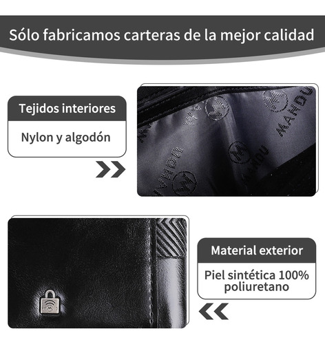 Cartera Para Hombre Billetera Con Gran Capacidad Rfid.