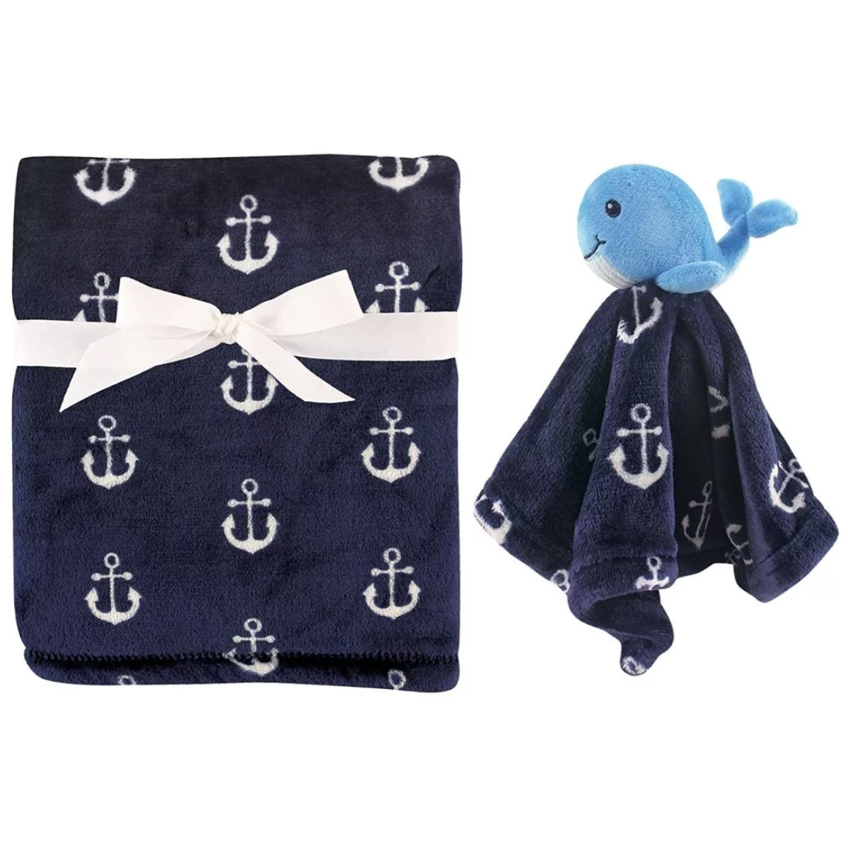 Cobija Y Manta De Seguridad Peluche Hudson Baby Ballena Azul