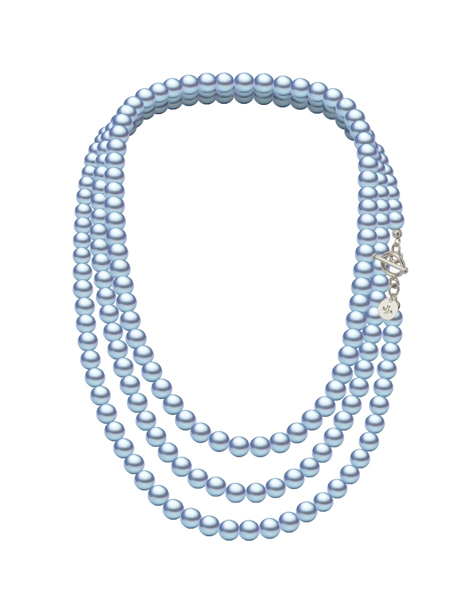 Collar y aretes color Azul Claro Zvezda de plata .925 corte Perlas de cristal