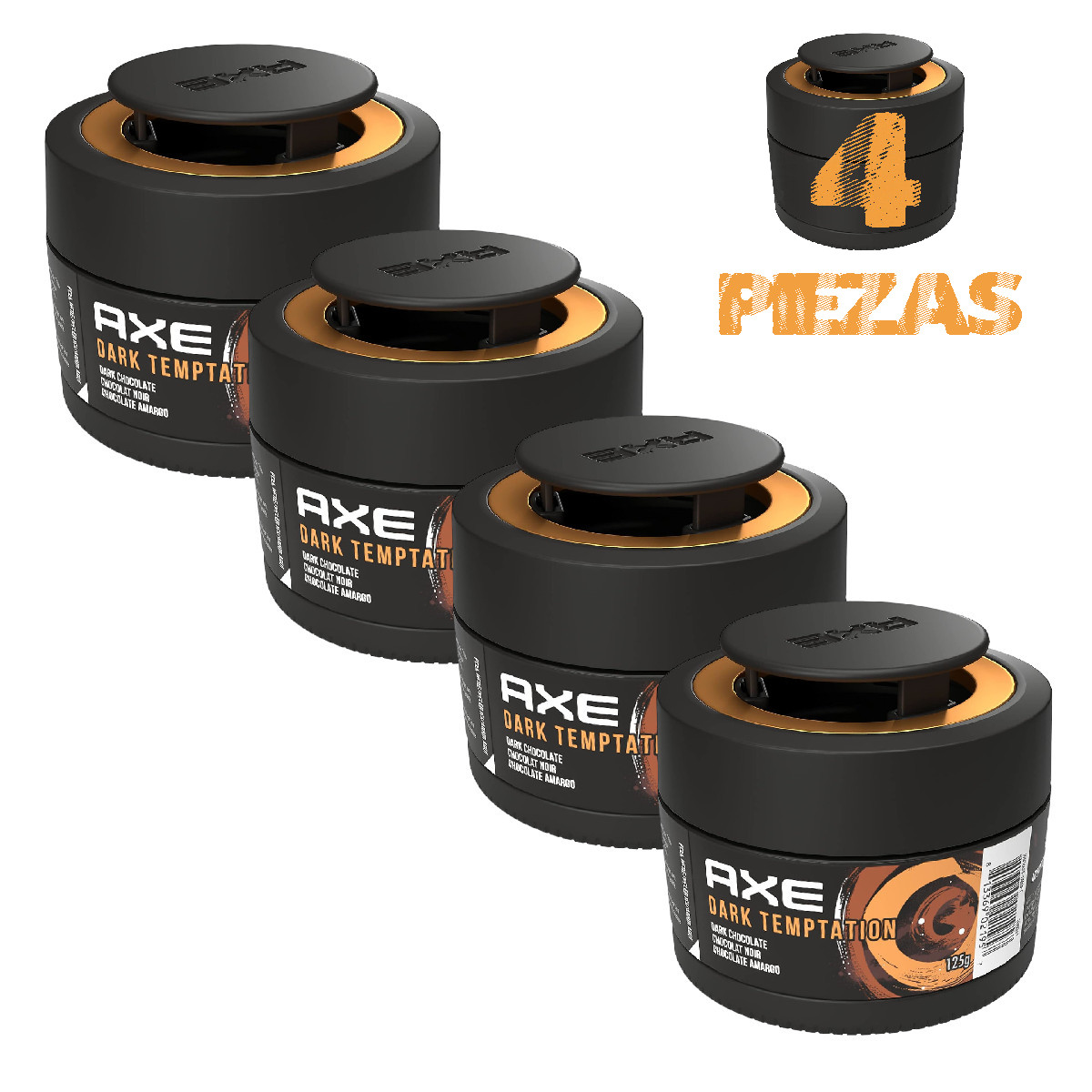 4 Pack Aromatizante Auto AXE GEL Dark Temptation Chocolate.
