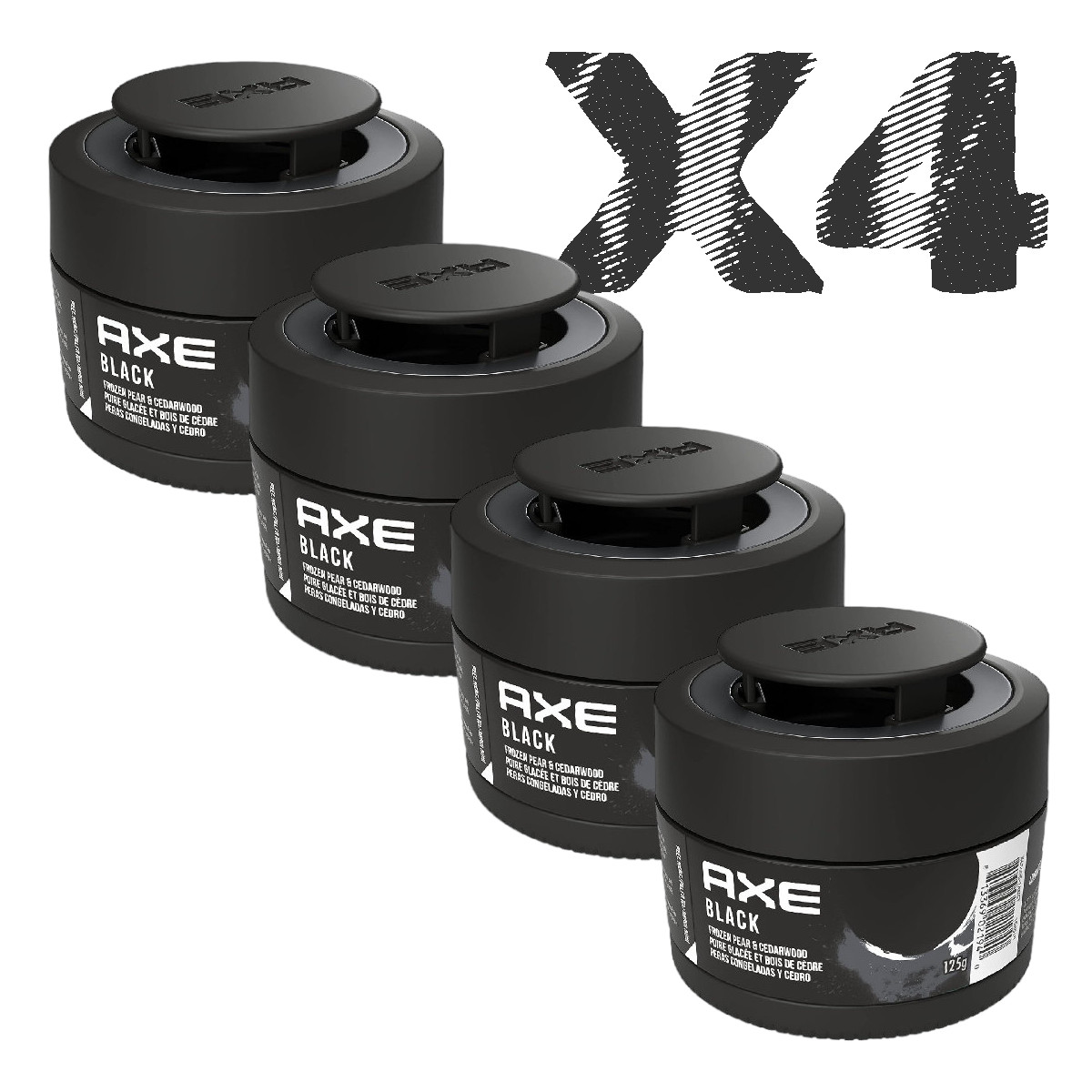 4 Pack Aromatizante Auto AXE GEL Dark Black aroma Pera y Cedro.