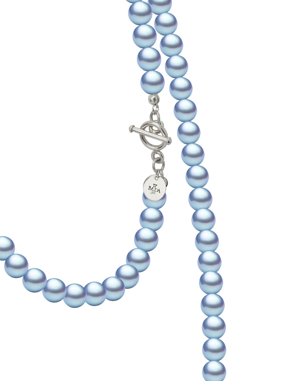 Collar y aretes color Azul Claro Zvezda de plata .925 corte Perlas de cristal