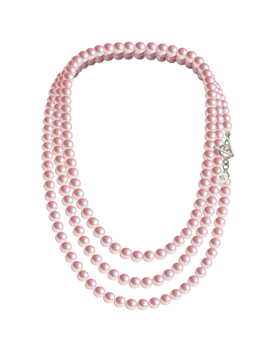 Collar y aretes color Rosa Claro Zvezda de plata .925 corte Perlas de cristal