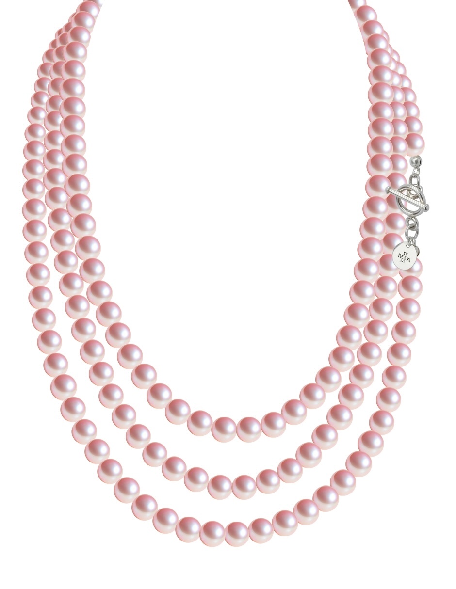 Collar y aretes color Rosa Claro Zvezda de plata .925 corte Perlas de cristal