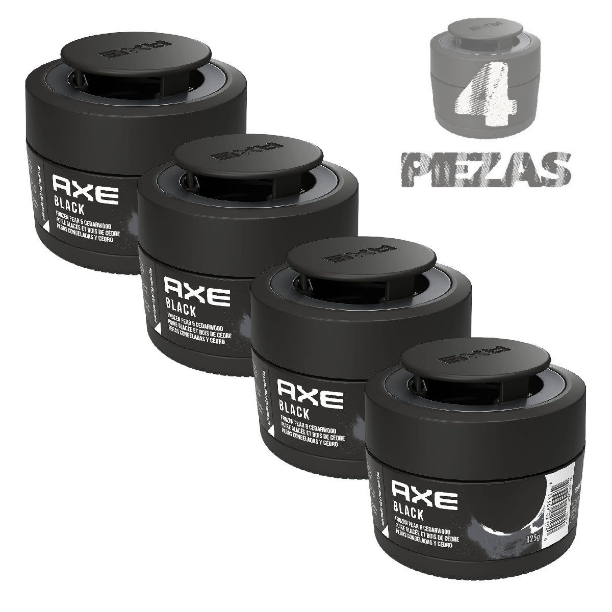 4 Pack Aromatizante Auto AXE GEL Dark Black aroma Pera y Cedro.