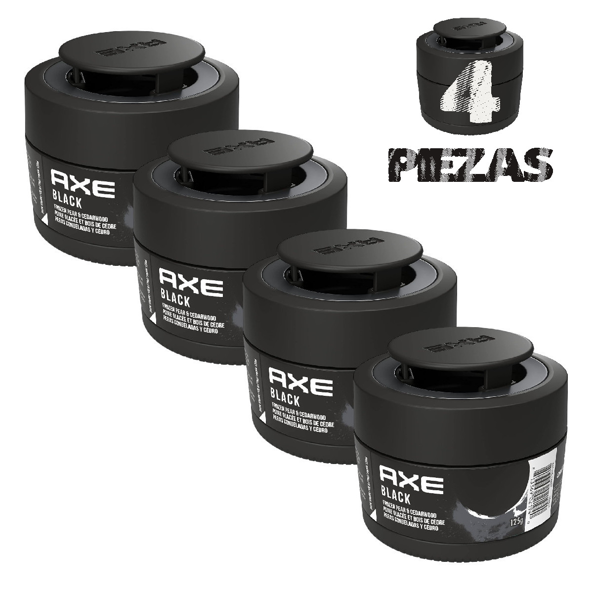 4 Pack Aromatizante Auto AXE GEL Dark Black aroma Pera y Cedro.