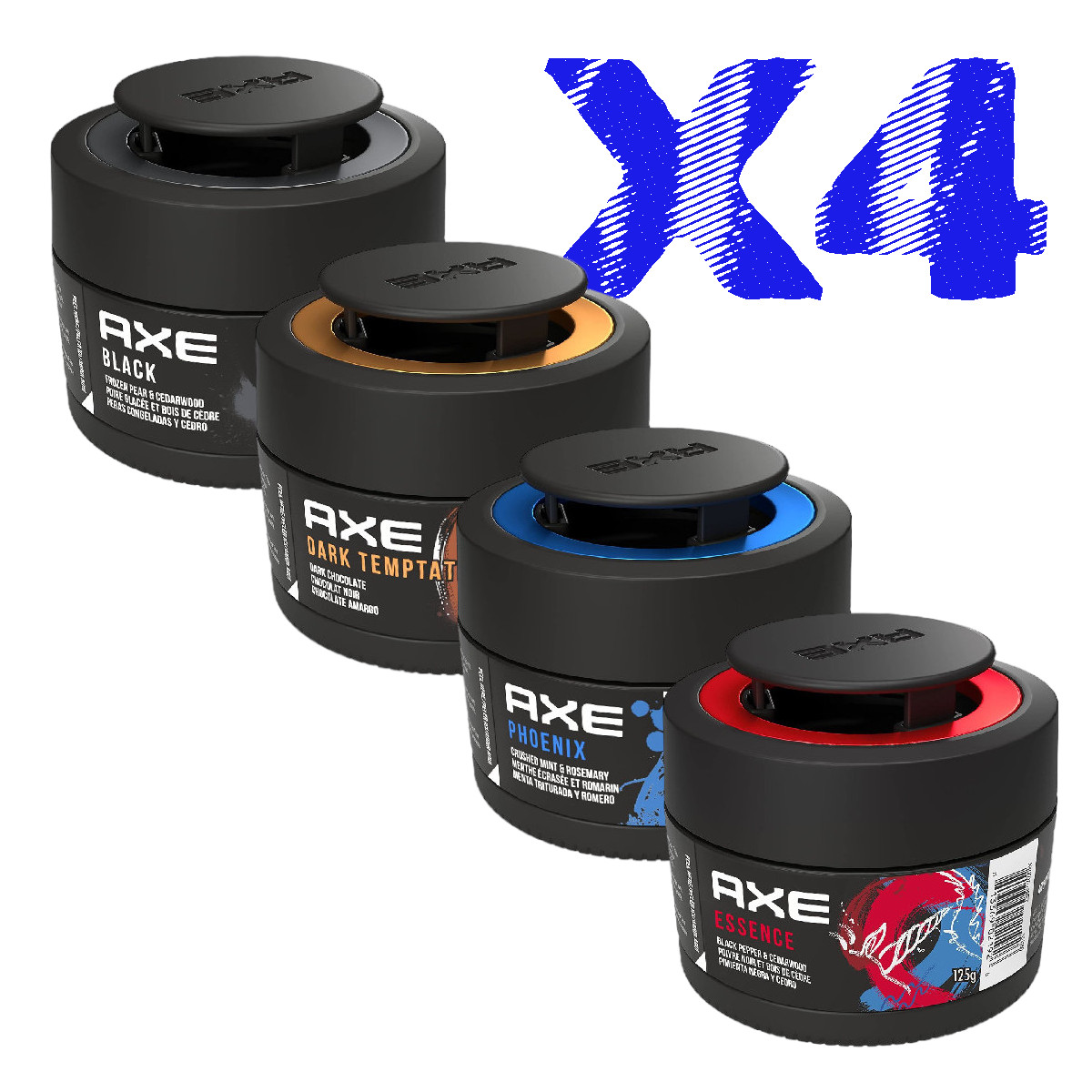4 Pack Aromatizante Auto AXE GEL Dark 4 Aromas.