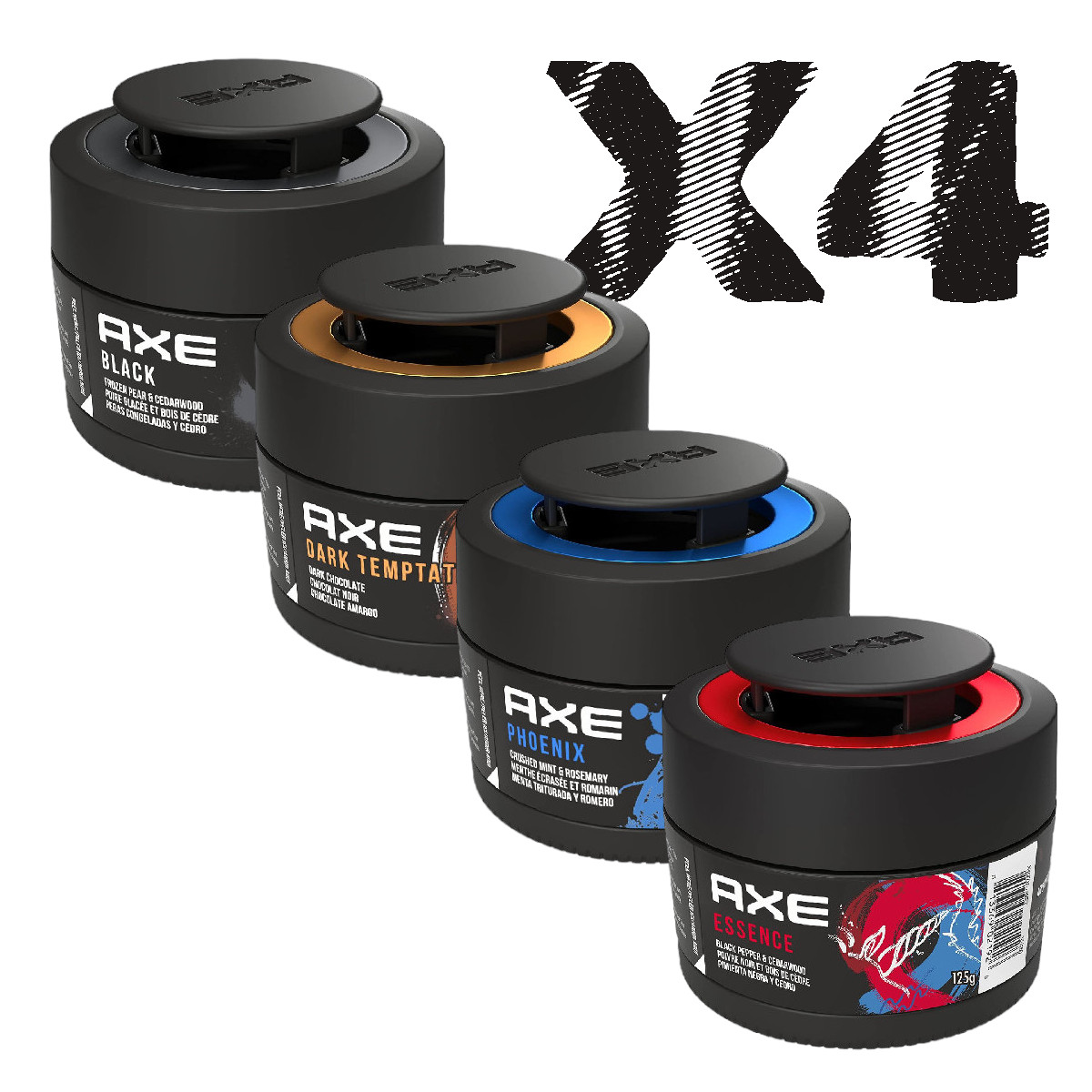 4 Pack Aromatizante Auto AXE GEL Dark 4 Aromas.