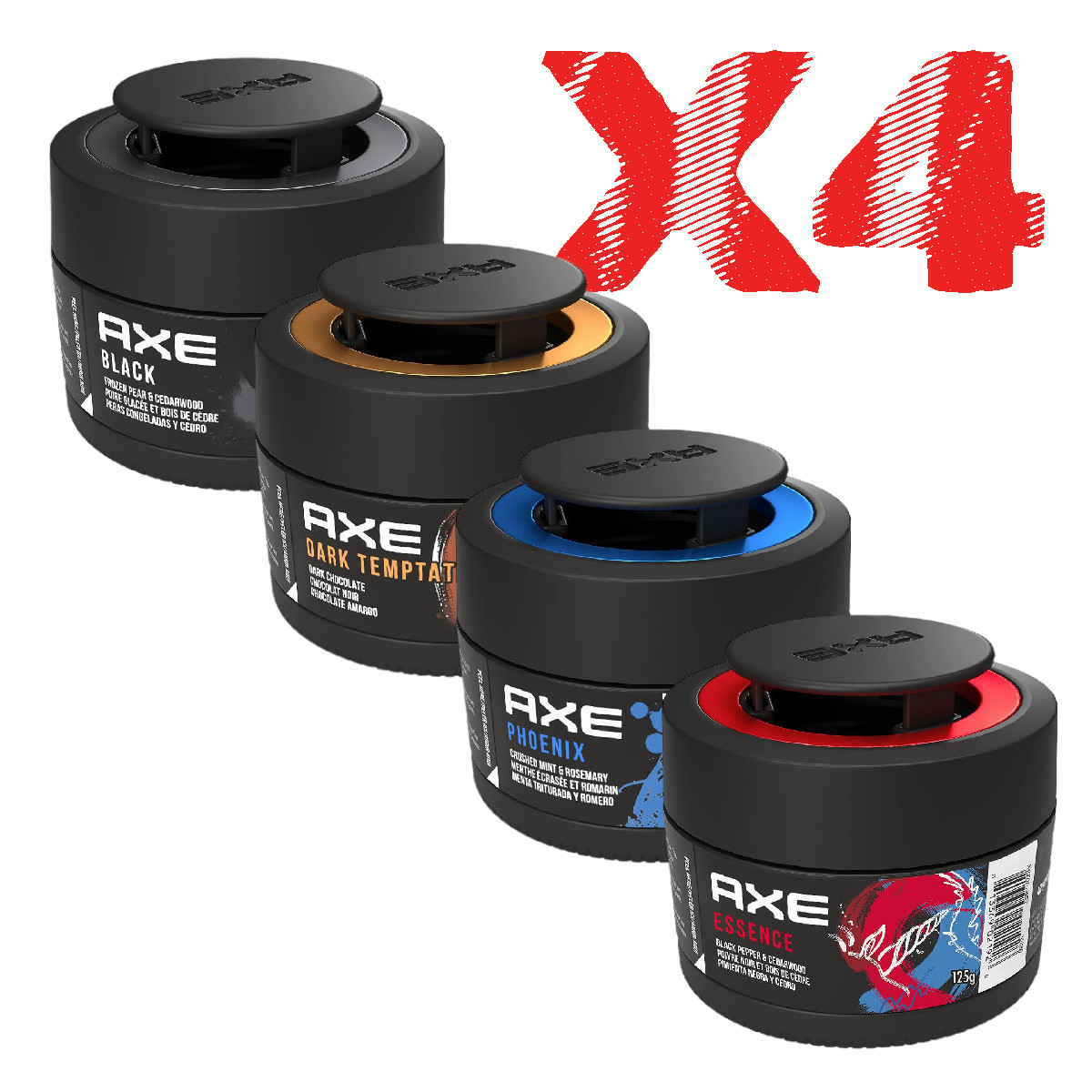4 Pack Aromatizante Auto AXE GEL Dark 4 Aromas.