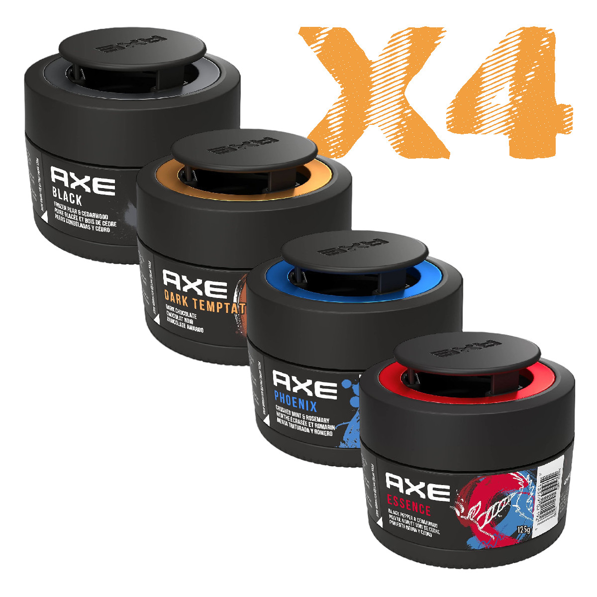 4 Pack Aromatizante Auto AXE GEL Dark 4 Aromas.