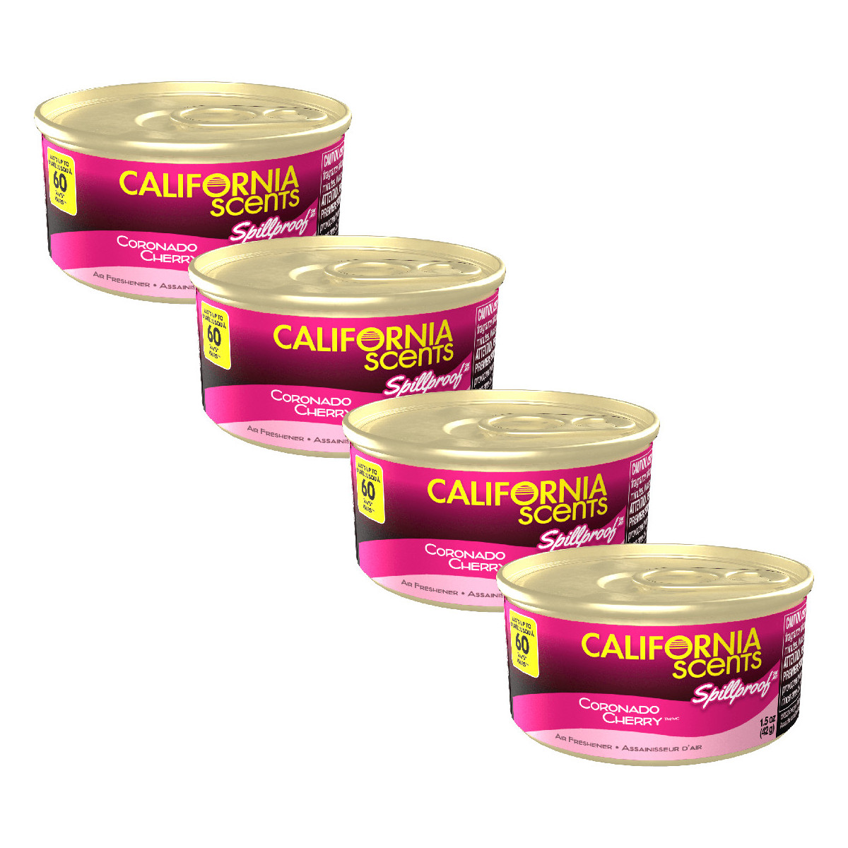 4 Pack Aromatizante Auto California Scents Cherry corcho 60 días.