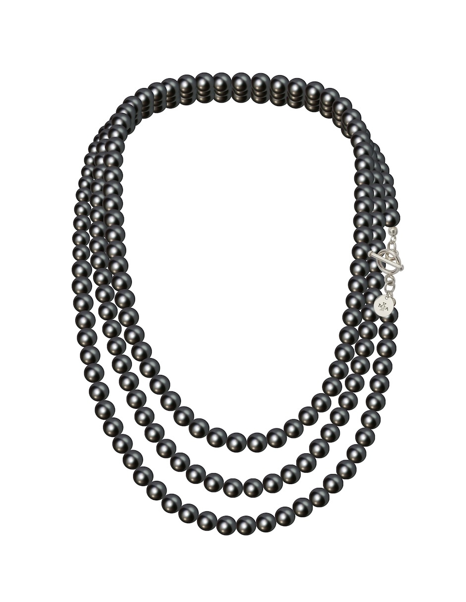 Collar y aretes color Negro Zvezda de plata .925 corte Perlas de cristal