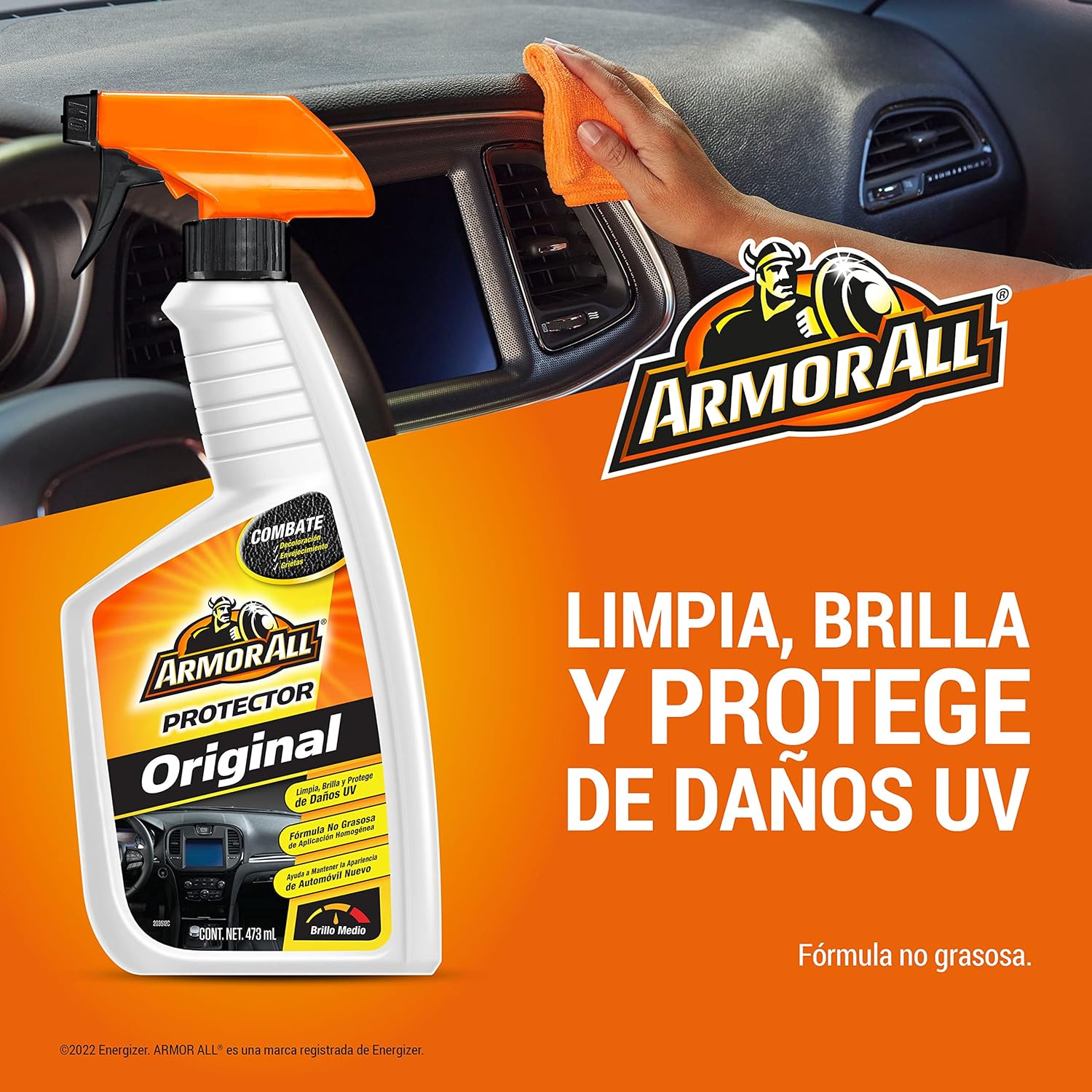 Abrillantador Armor All Brillo Medio Protector 473ml atomizador.