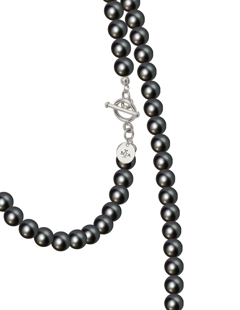 Collar y aretes color Negro Zvezda de plata .925 corte Perlas de cristal