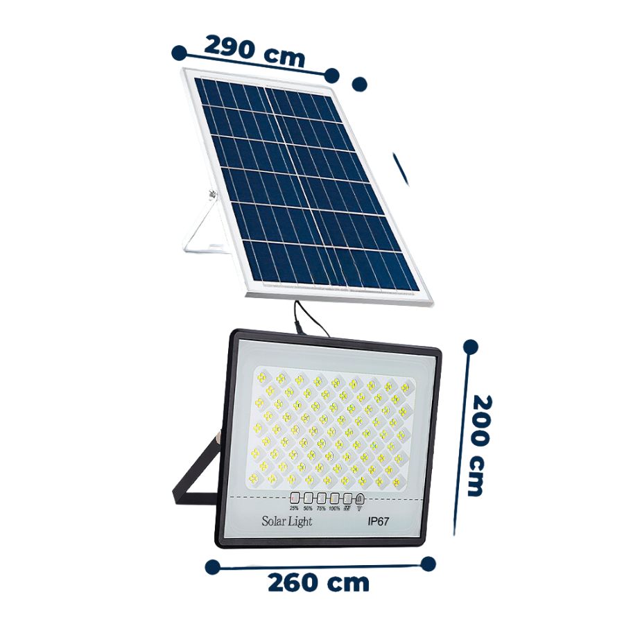 Reflector Luz Led de 25W con Panel Solar para  Exterior .
