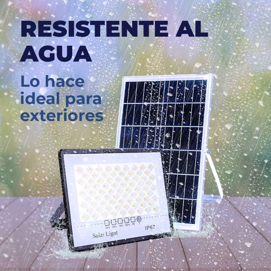 Reflector Luz Led de 25W con Panel Solar para  Exterior .
