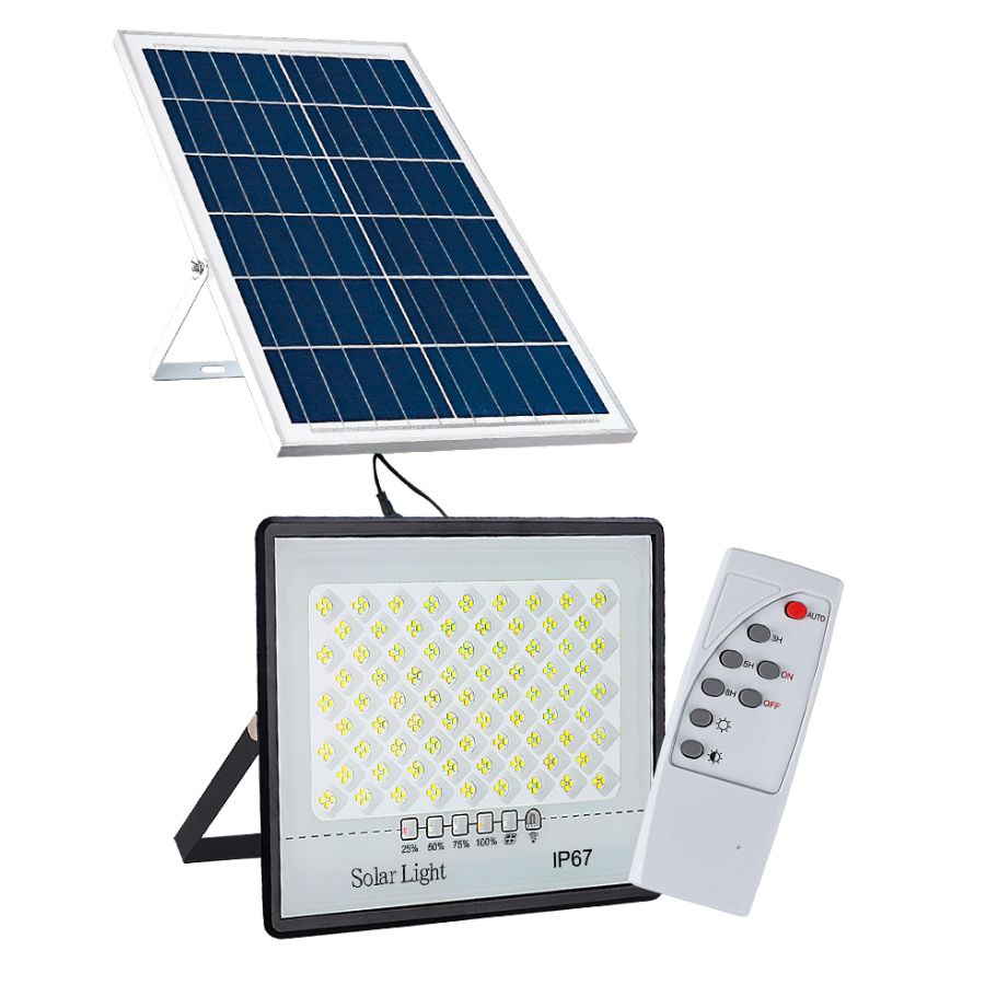 Reflector Luz Led de 25W con Panel Solar para  Exterior .