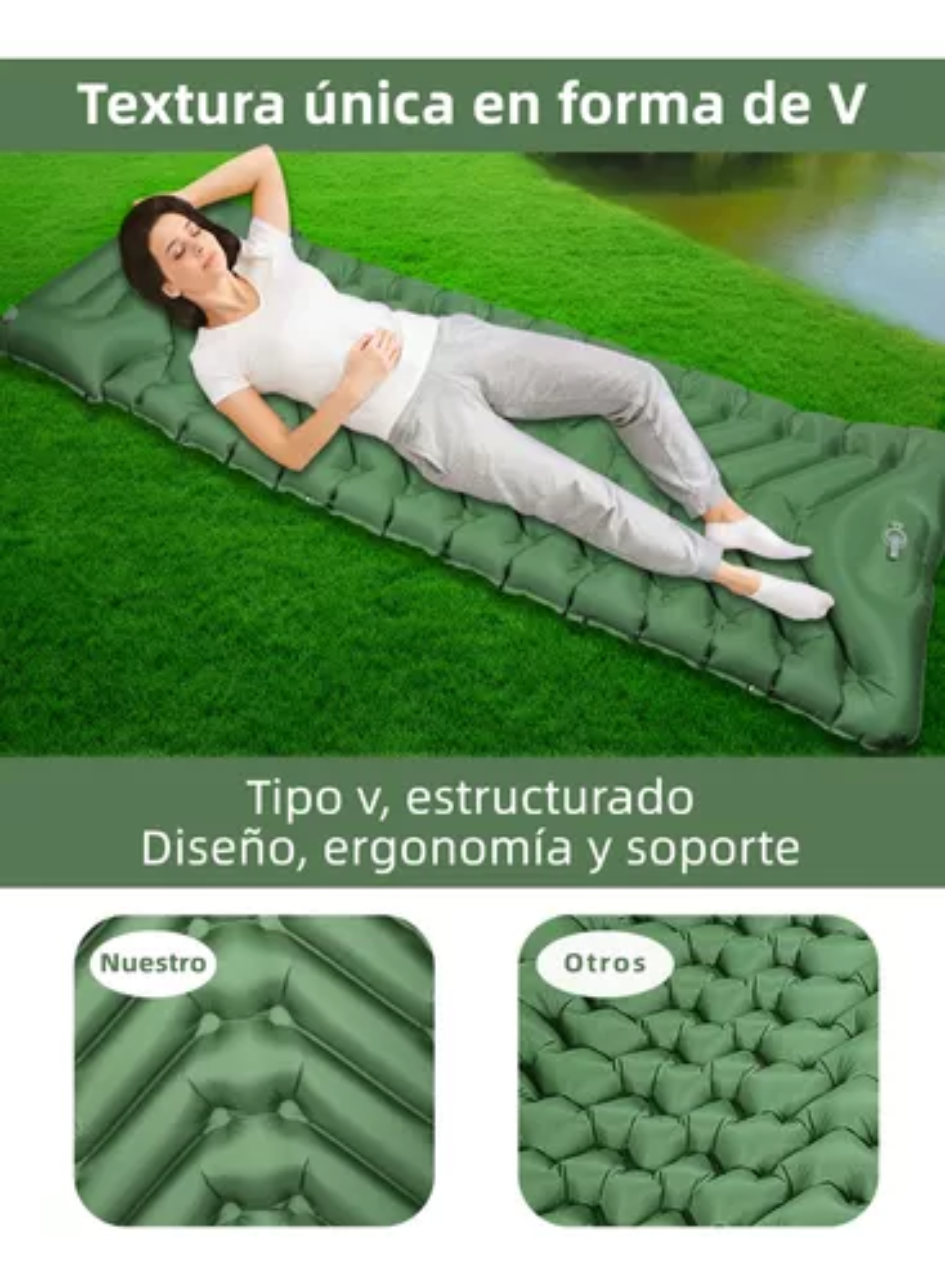 Colchon Inflable De Dormir Portátil Ultraligera Para Acampar.