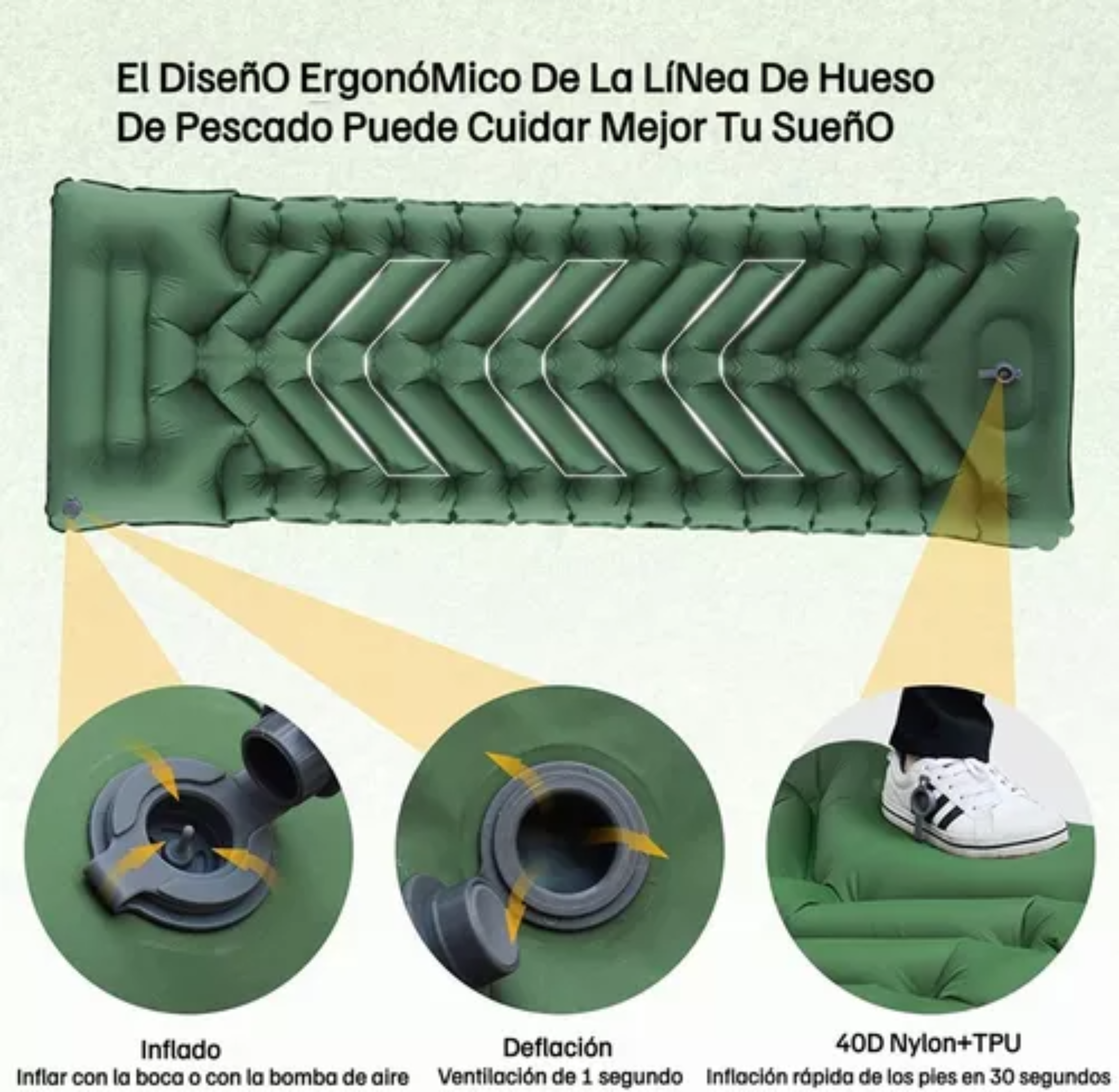 Colchon Inflable De Dormir Portátil Ultraligera Para Acampar.