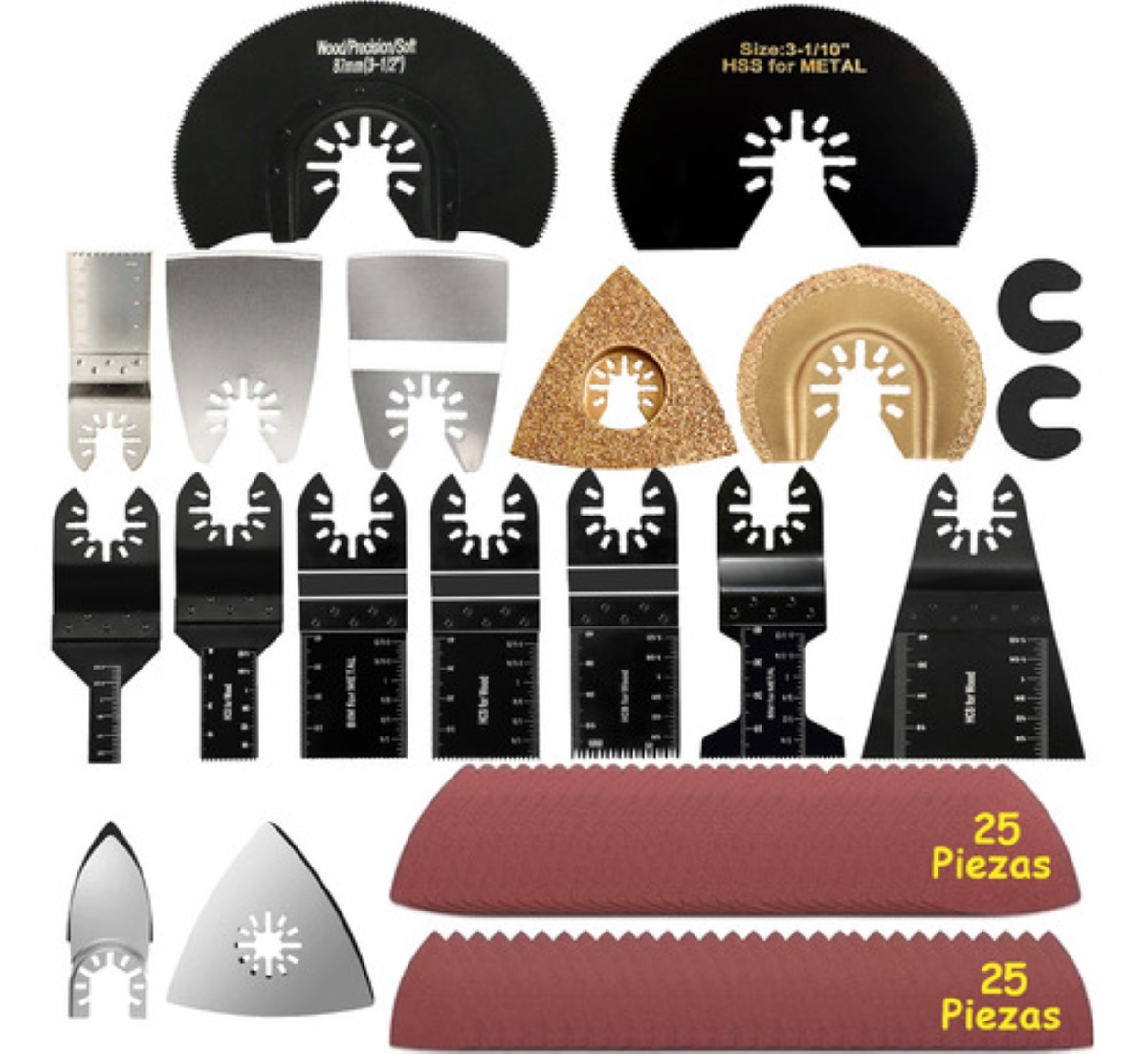 Set 68 Pzs Cuchillas Hoja De Sierra Oscilante Para Madera/metal