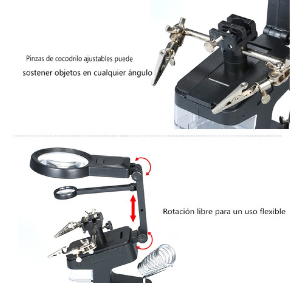 Lupa Con Luz Led Para Cautin Reparar Electrónicos Negro 25x