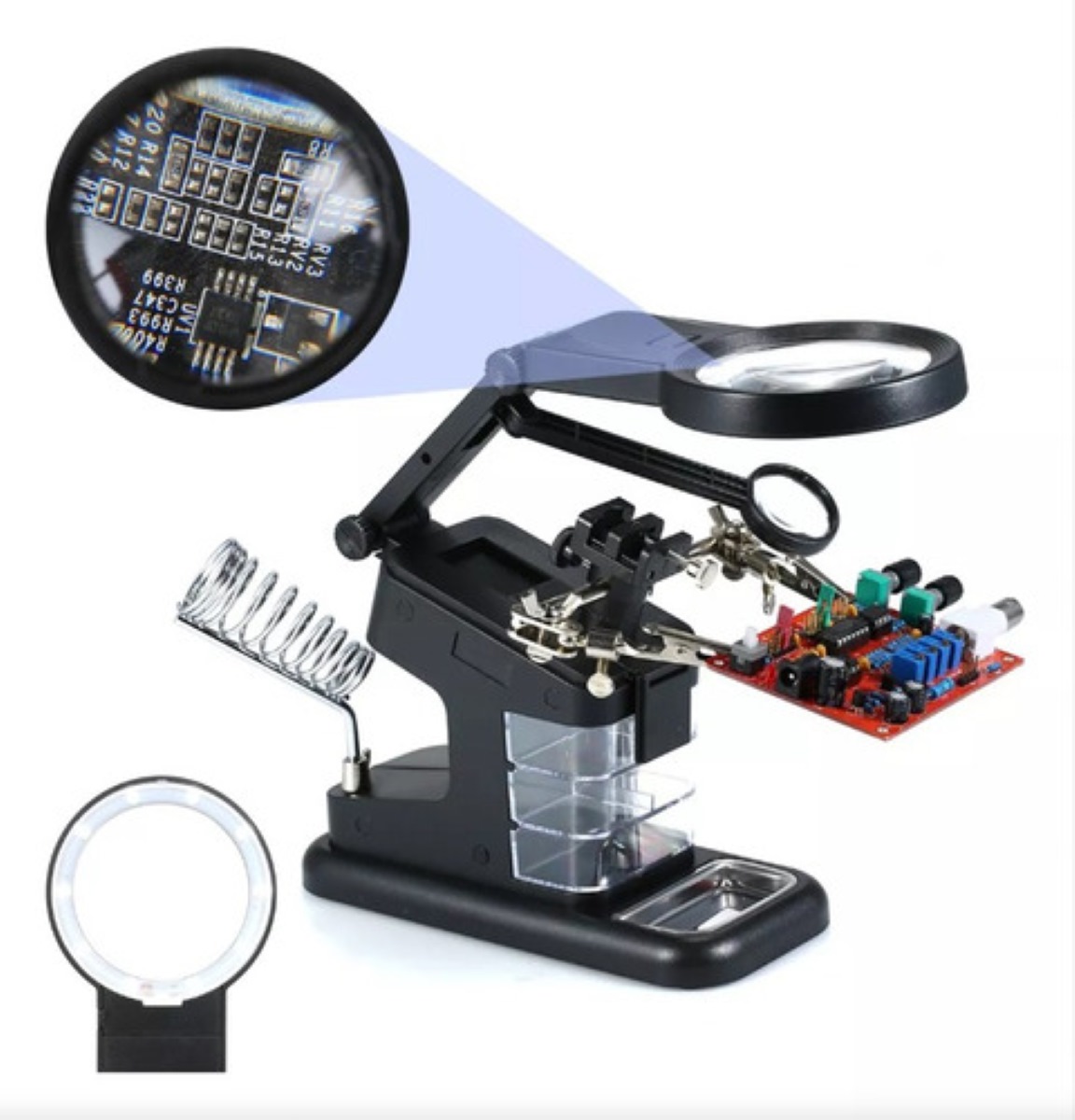 Lupa Con Luz Led Para Cautin Reparar Electrónicos Negro 25x