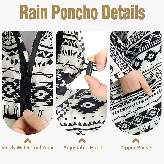 Anyoo - Poncho impermeable para la lluvia, ligero, reutilizable, para senderismo, con capucha, para actividades al aire libre.