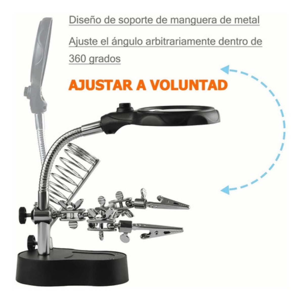 Lupa Con Led Pinza Base Para Cautín Reparacion Electrónicos