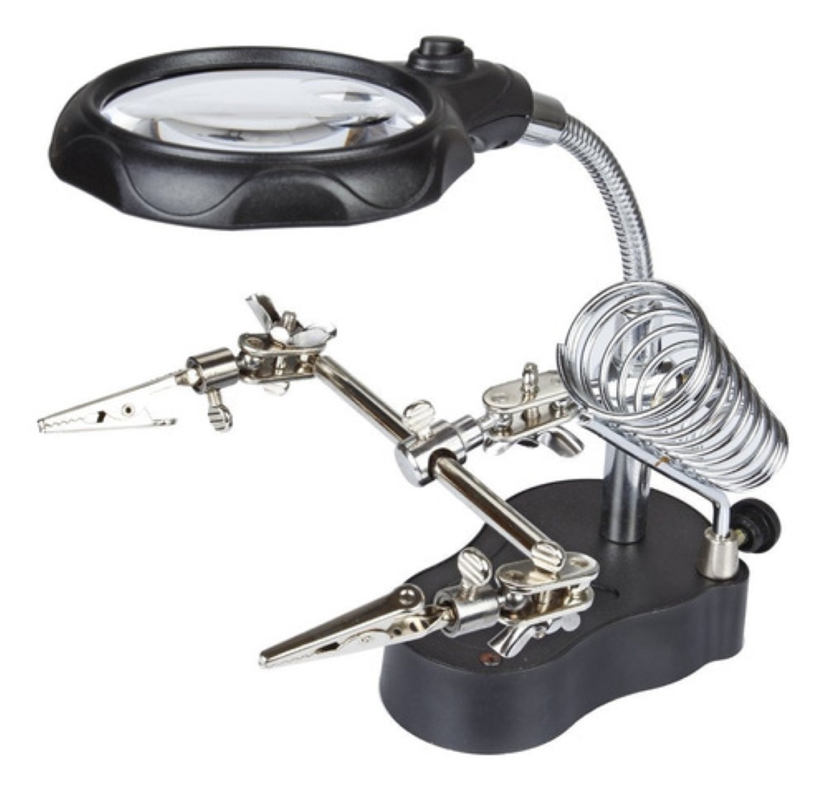 Lupa Con Led Pinza Base Para Cautín Reparacion Electrónicos