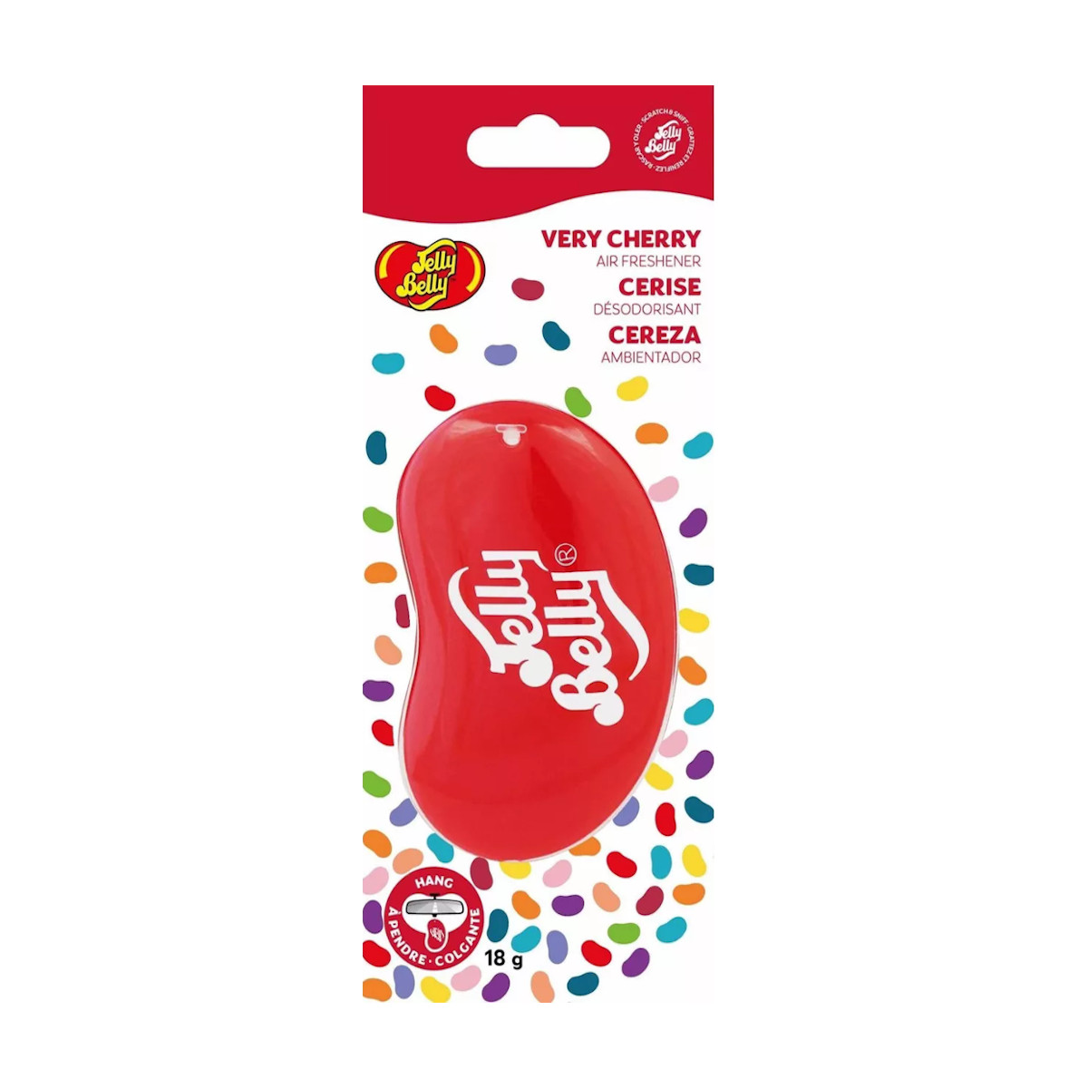 Aromatizante Auto Gel Jelly Belly Very Cherry Colgante Cereza.