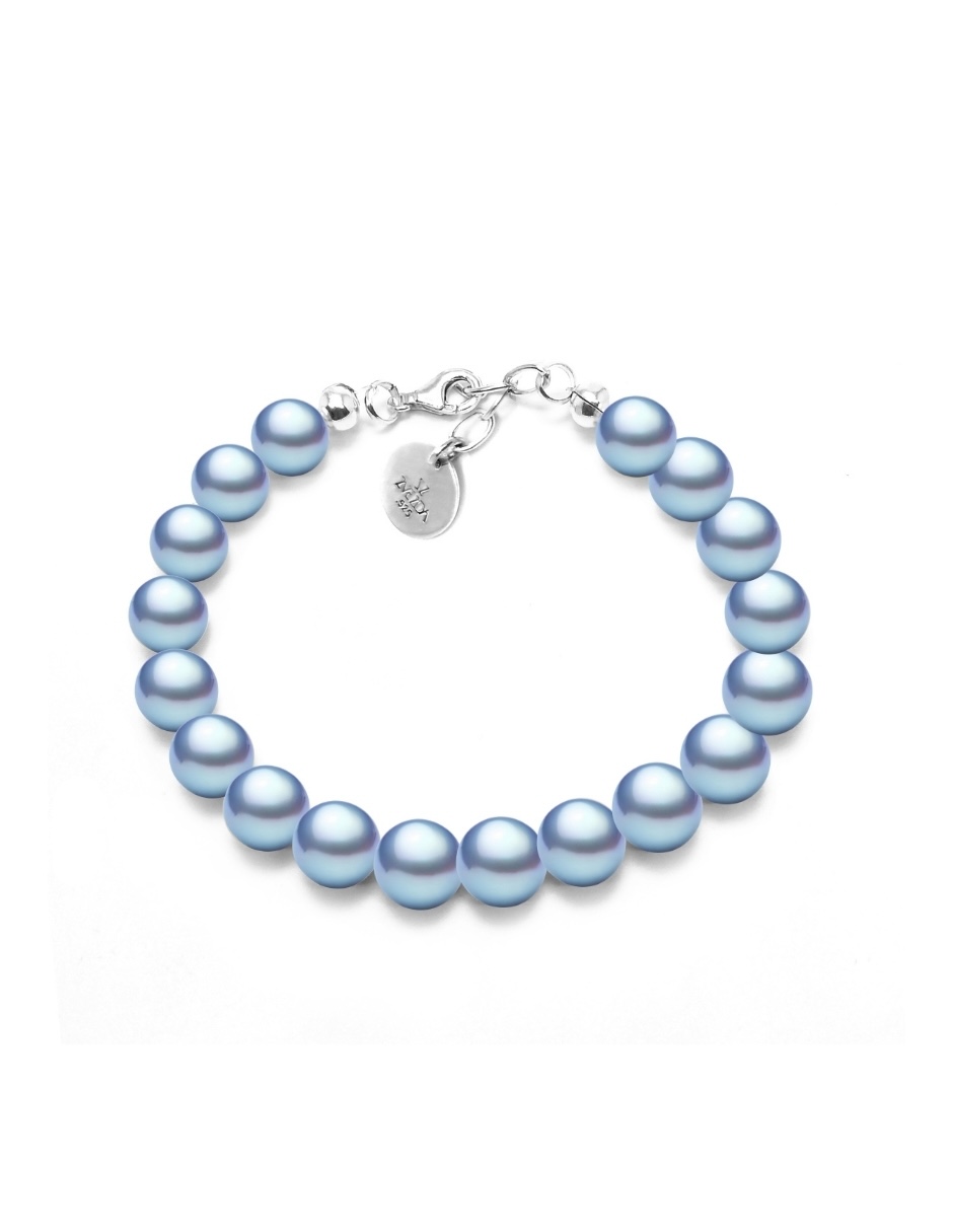 Collar, aretes y pulsera color Azul Claro Zvezda de plata .925 corte Perlas de cristal.