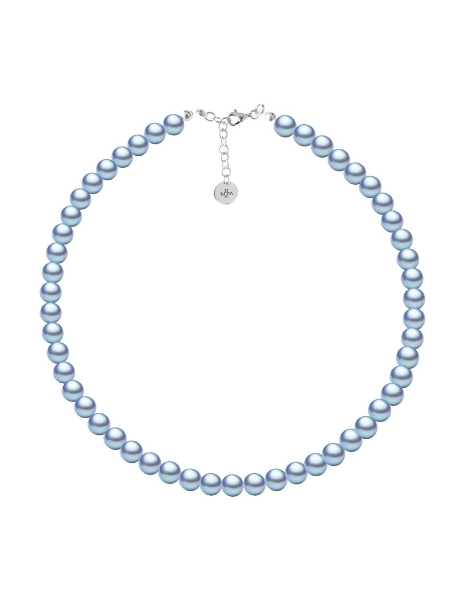 Collar, aretes y pulsera color Azul Claro Zvezda de plata .925 corte Perlas de cristal.