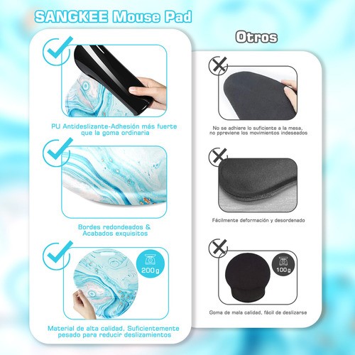 Mouse Pad Ergonomico Gel Azul 