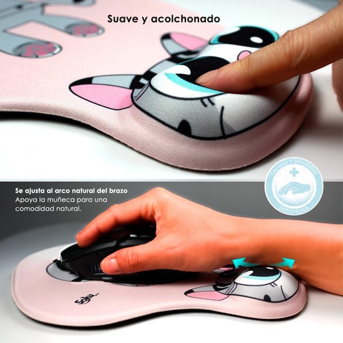"Tapete Para Raton De Gel Ergonomico Caricaturas Gatos Kawaii Color Gatita Gris "
